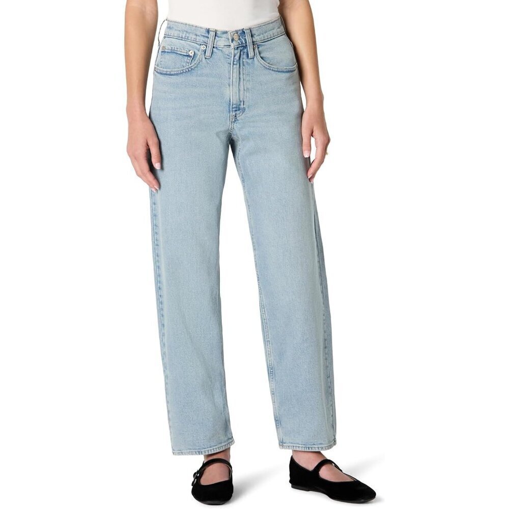 Womens High-Rise Barrel Leg Jeans Denim Cotton Recycled Stretch Casual